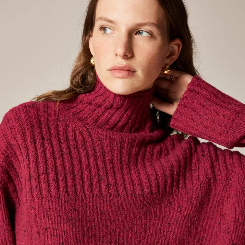 Ribbed turtleneck sweater in donegal wool blend