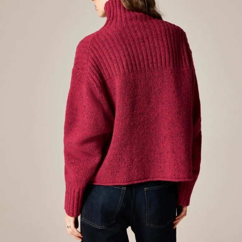 Ribbed turtleneck sweater in donegal wool blend