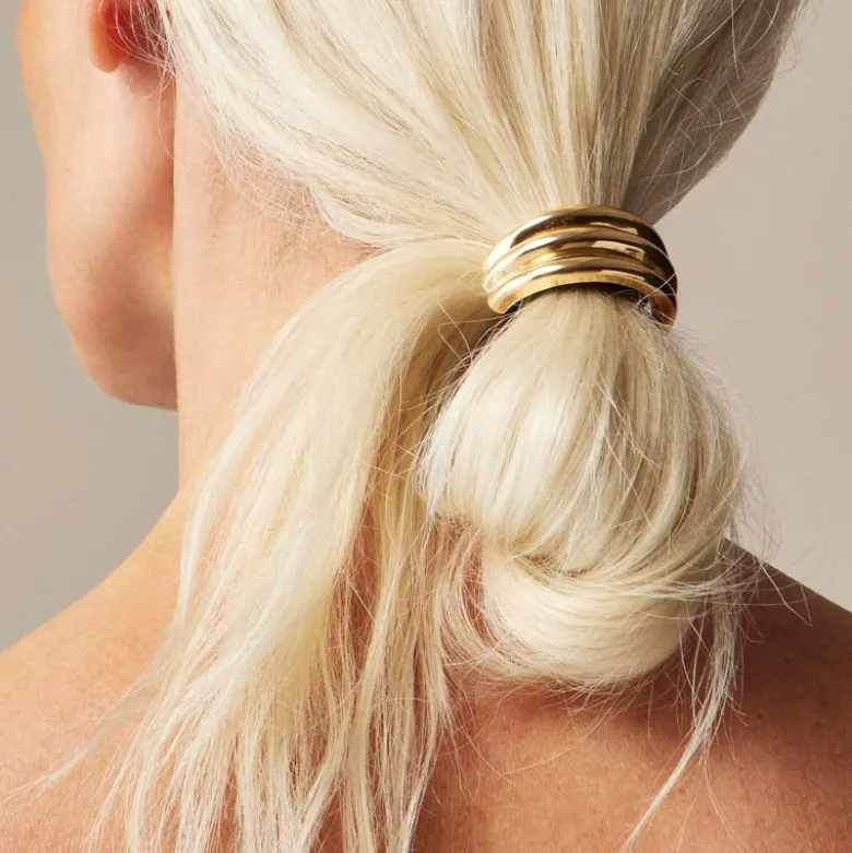 Ridged metal hair tie