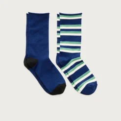 Rolled-edge trouser socks two-pack in stripe