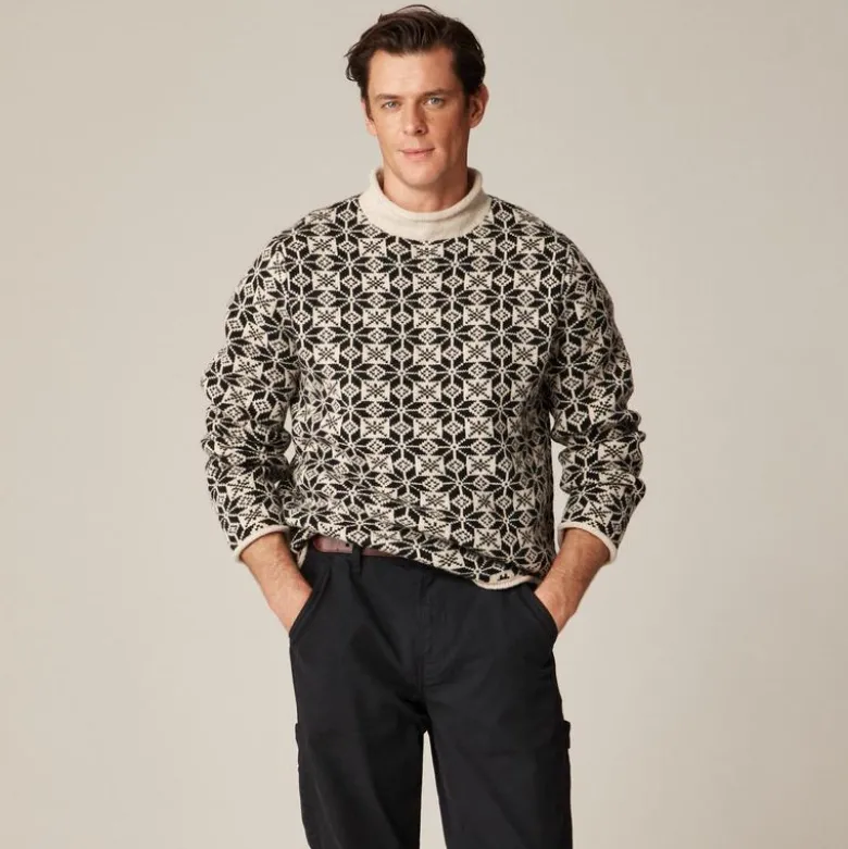 Rollneck™ sweater in snowflake jacquard lambswool