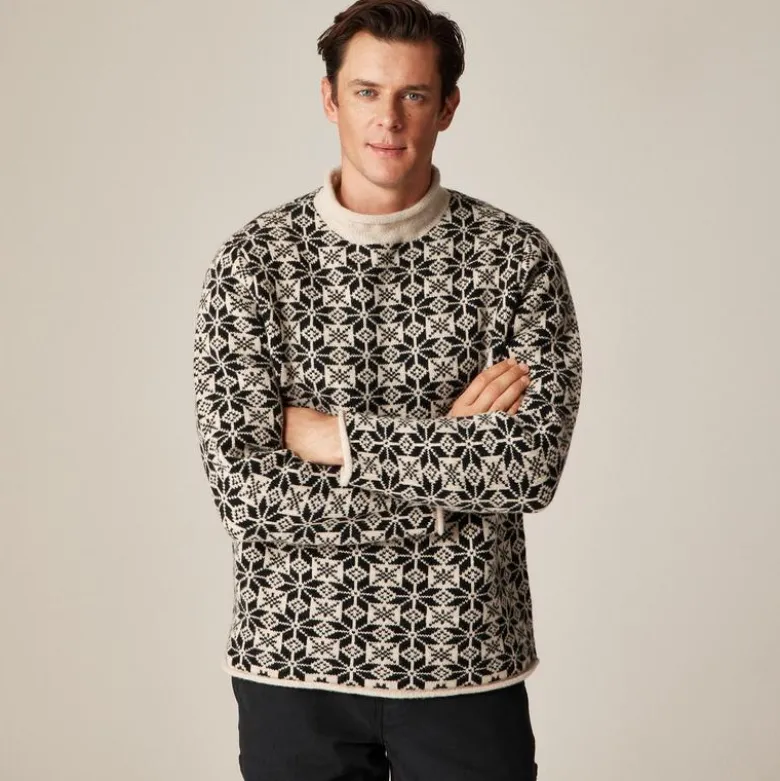Rollneck™ sweater in snowflake jacquard lambswool