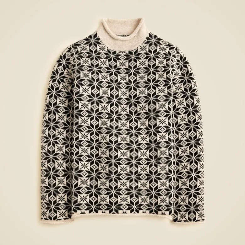 Rollneck™ sweater in snowflake jacquard lambswool
