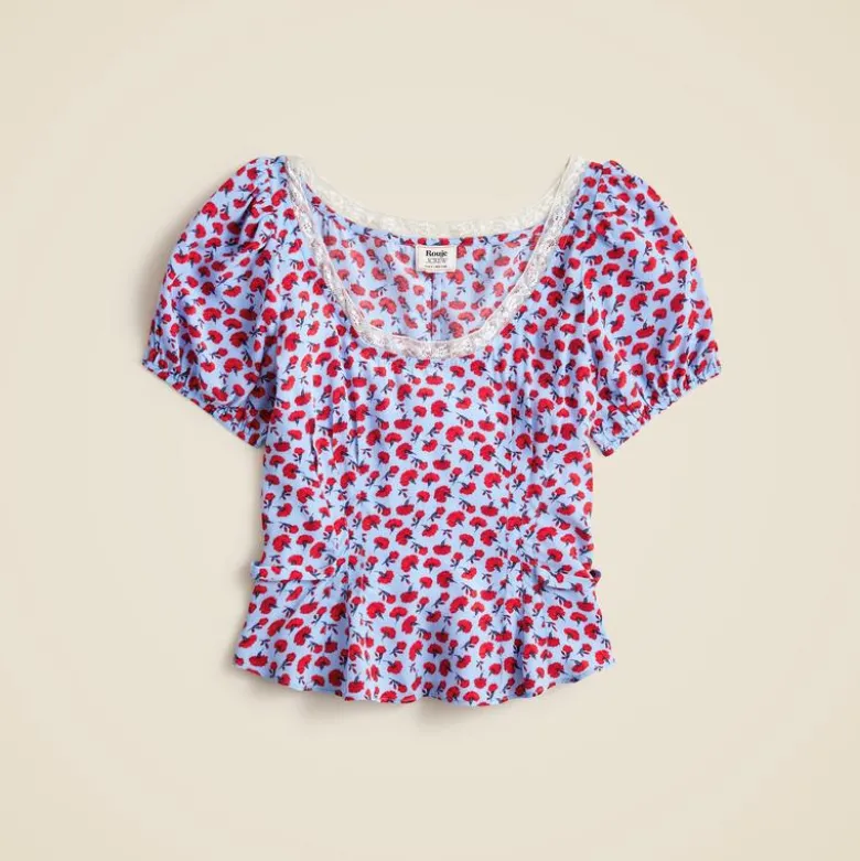 Rouje X J.Crew Poet top in carnation print