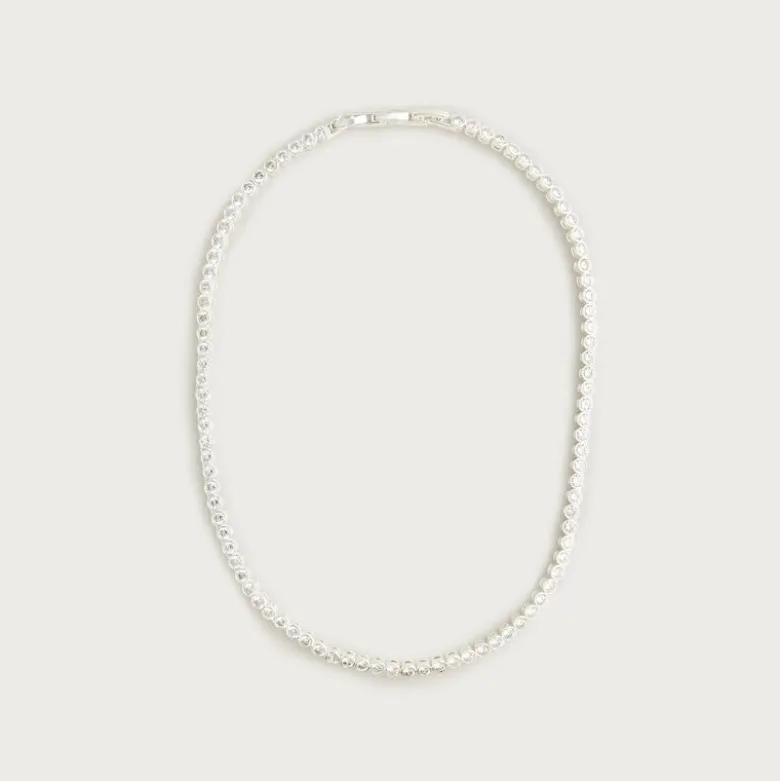 Round cubic zirconia bezel-set tennis necklace