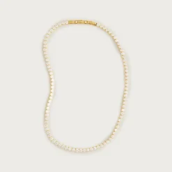 Round cubic zirconia bezel-set tennis necklace