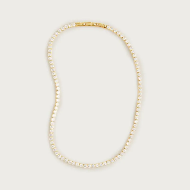 Round cubic zirconia bezel-set tennis necklace