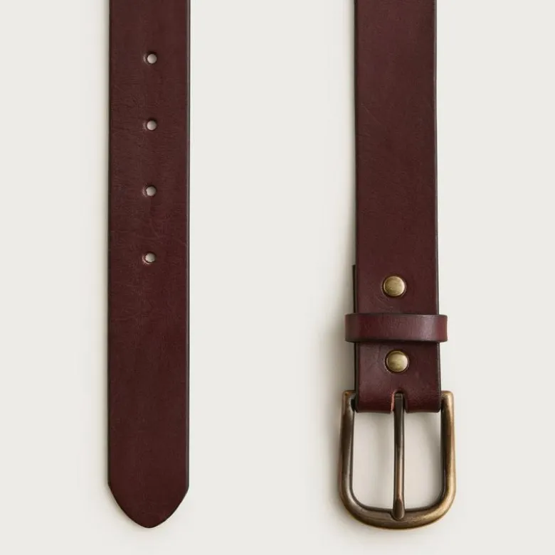 Round-buckle jeans belt in leather