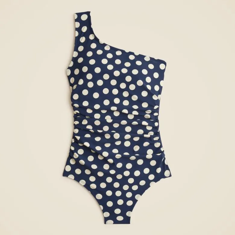 Ruched one-shoulder one-piece