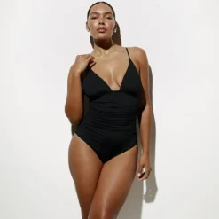 Ruched V-neck one-piece