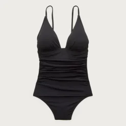 Ruched V-neck one-piece
