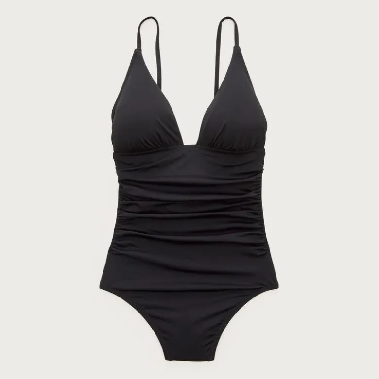 Ruched V-neck one-piece
