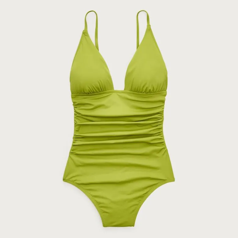 Ruched V-neck one-piece