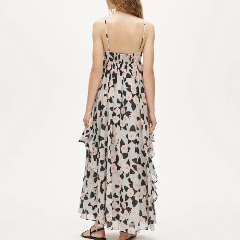 Ruffle maxi dress in peony print