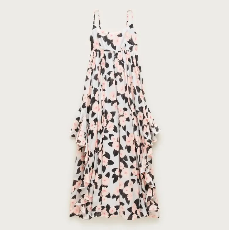 Ruffle maxi dress in peony print