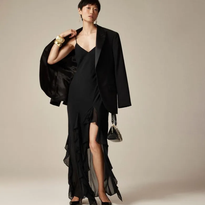 Ruffle slip dress in chiffon