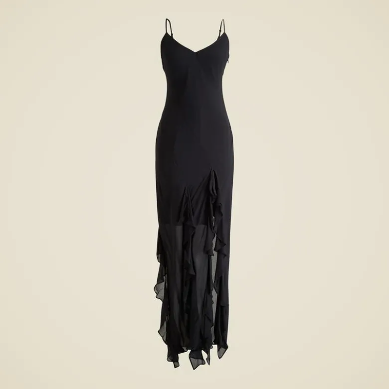 Ruffle slip dress in chiffon