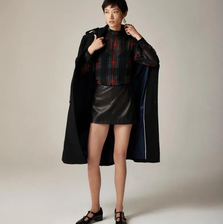 Ruffleneck top in Stewart tartan chiffon