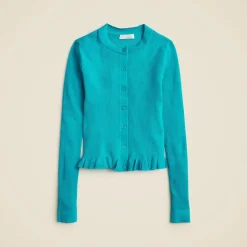 Ruffle-trim cotton gauze cardigan