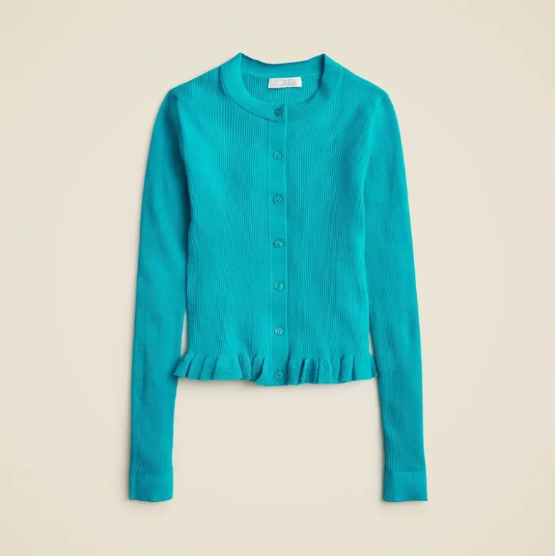 Ruffle-trim cotton gauze cardigan