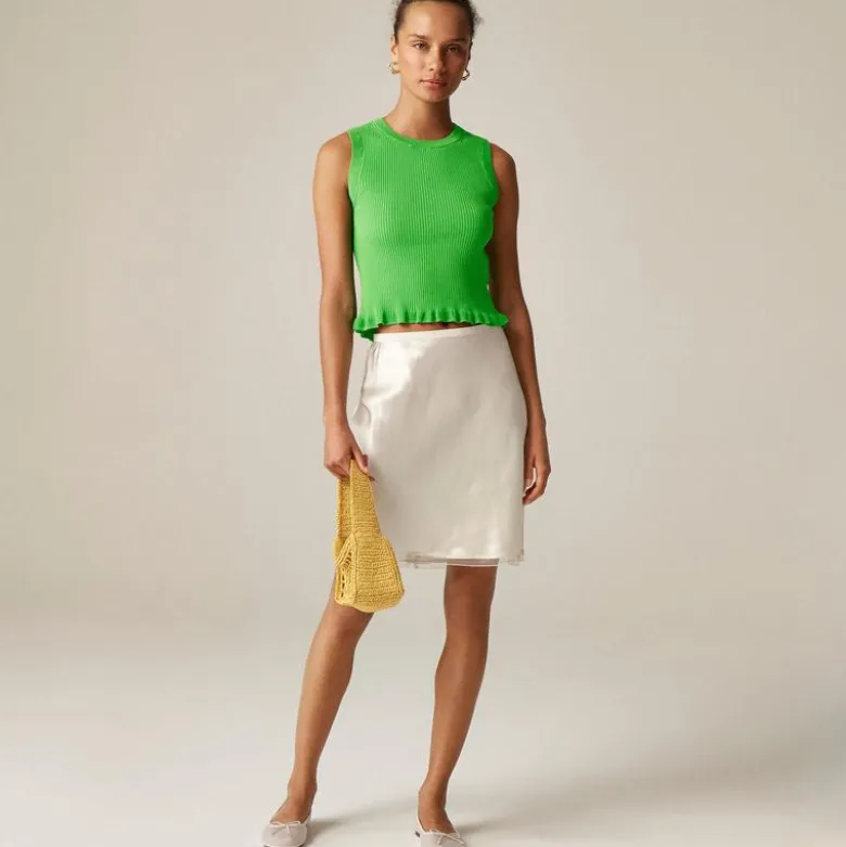 Ruffle-trim shell tank top in premium ultra-fine cotton
