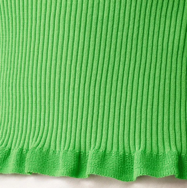 Ruffle-trim shell tank top in premium ultra-fine cotton
