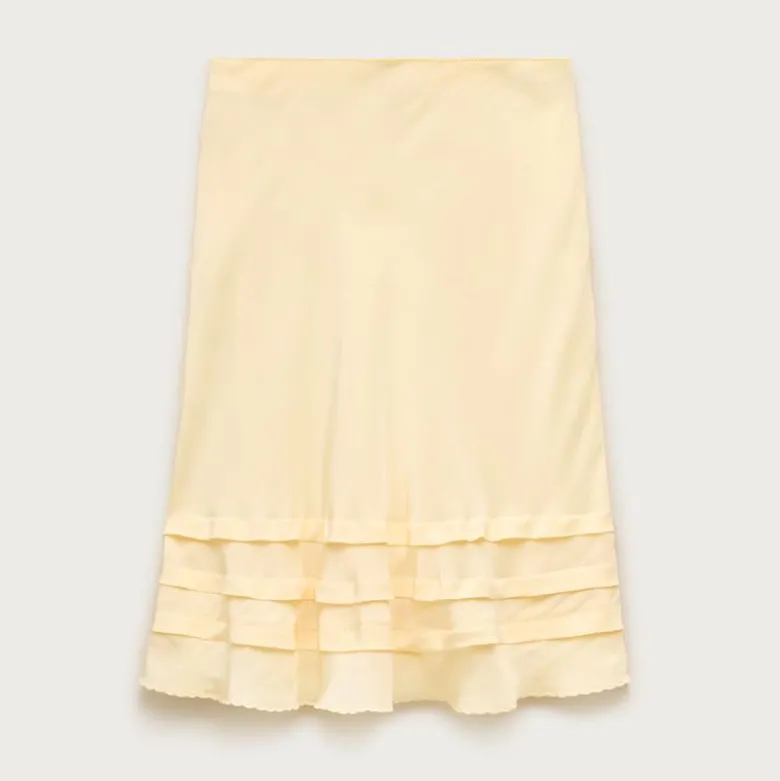 Ruffle-trim slip skirt in crepe de chine