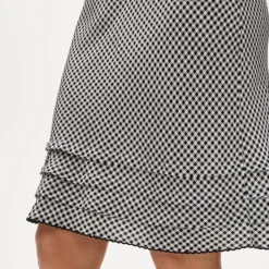 Ruffle-trim slip skirt in gingham crepe de chine