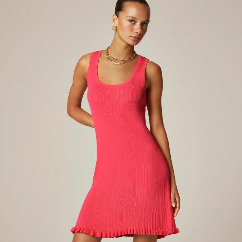 Ruffle-trim sweater-dress in premium ultra-fine cotton