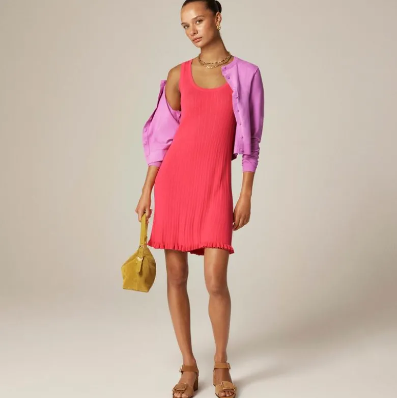 Ruffle-trim sweater-dress in premium ultra-fine cotton