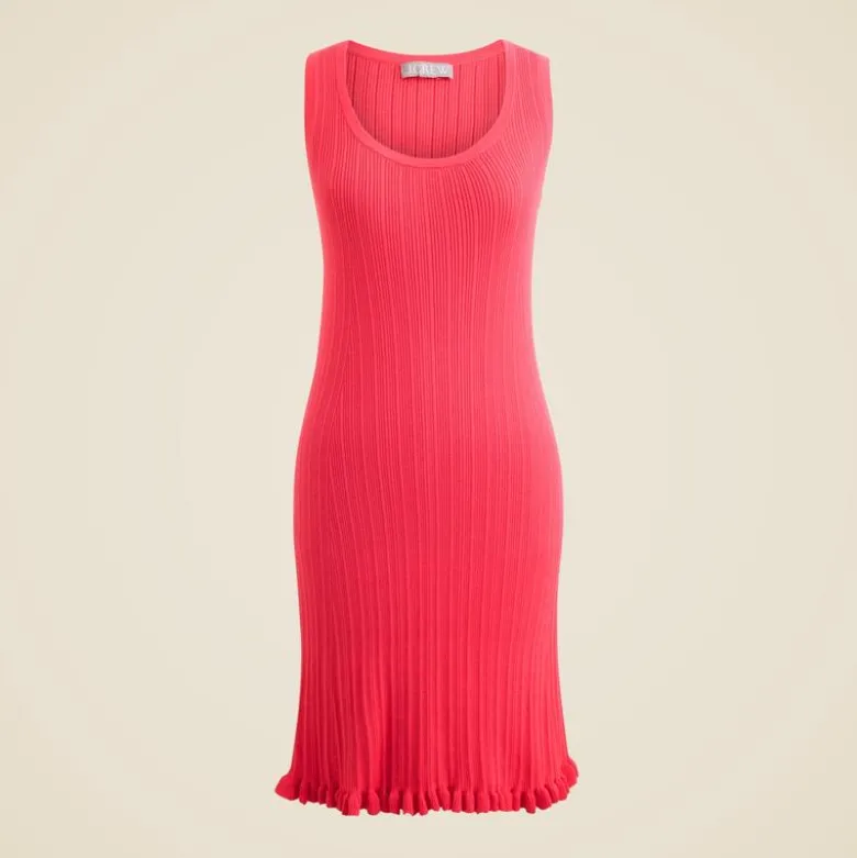Ruffle-trim sweater-dress in premium ultra-fine cotton