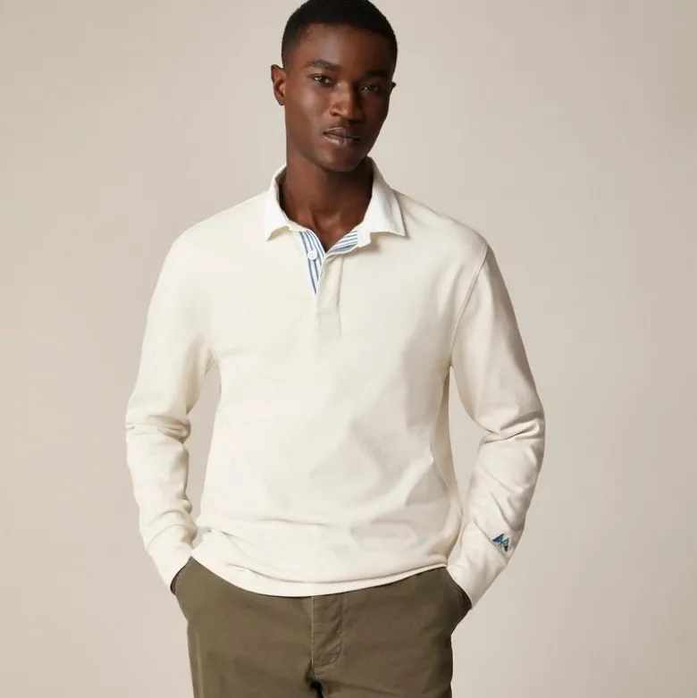 Rugby shirt with striped placket