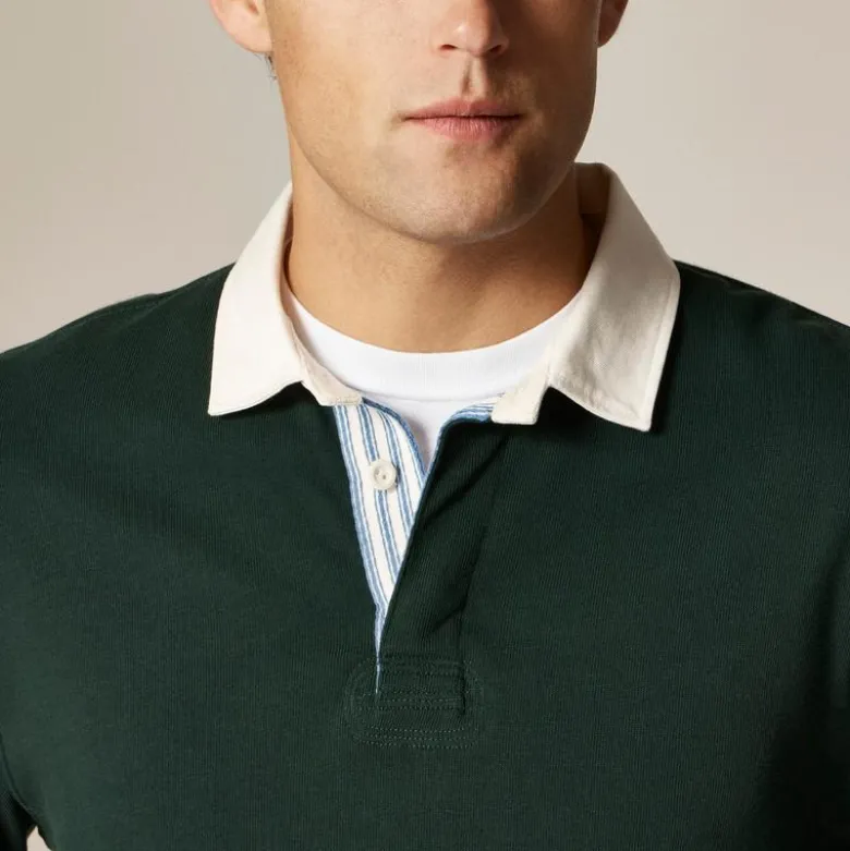 Rugby shirt with striped placket