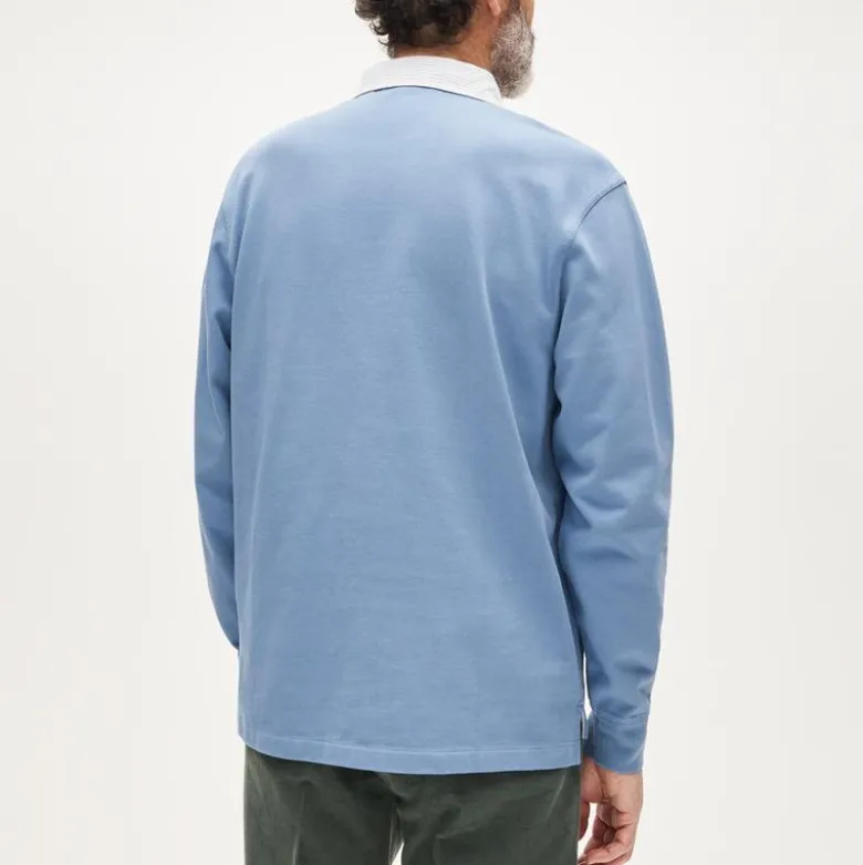 Rugby shirt with striped oxford collar
