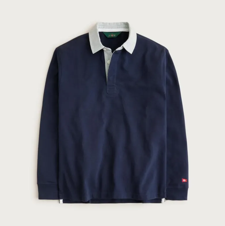 Rugby shirt with striped oxford collar