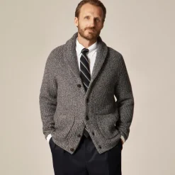 Rugged merino wool-blend cardigan sweater