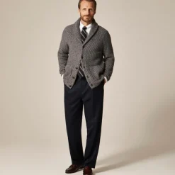 Rugged merino wool-blend cardigan sweater