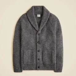 Rugged merino wool-blend cardigan sweater
