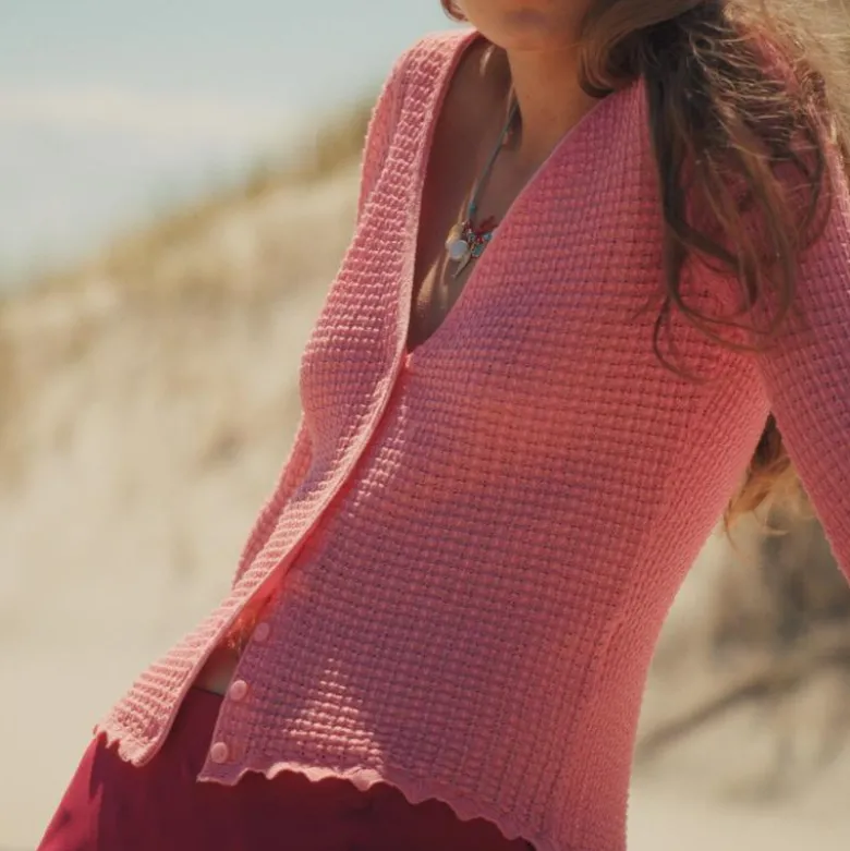 Scallop-trim cardigan top