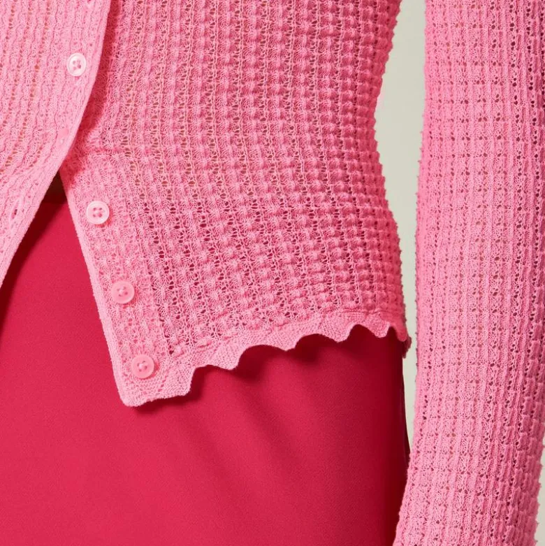Scallop-trim cardigan top