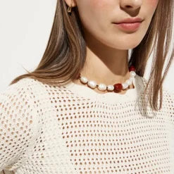 Scallop-trim crochet mini dress