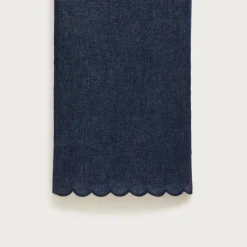 Scallop-trim slim-wide jean