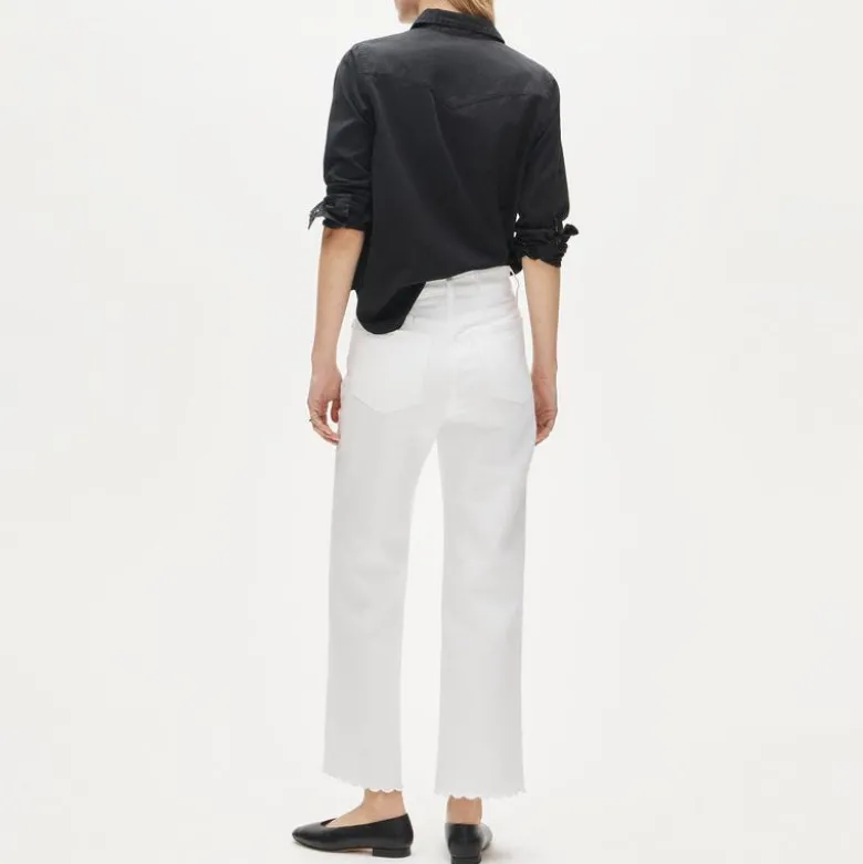 Scallop-trim slim-wide jean