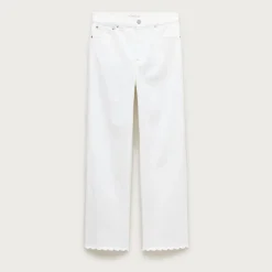 Scallop-trim slim-wide jean