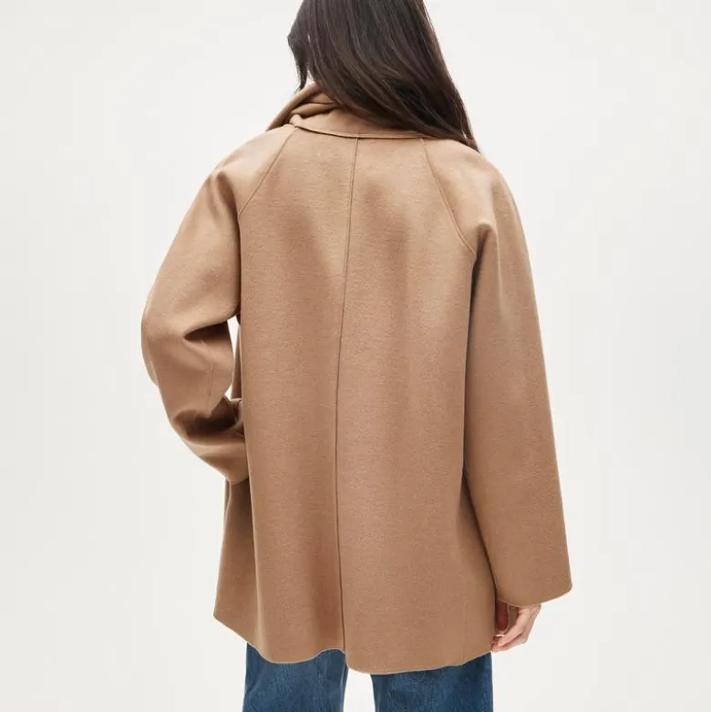 Scarf coat in drapey wool blend