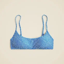 Scoopneck bikini top in floral-stripe print