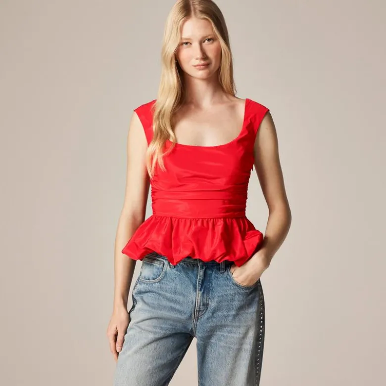 Scoopneck bubble-hem tank top