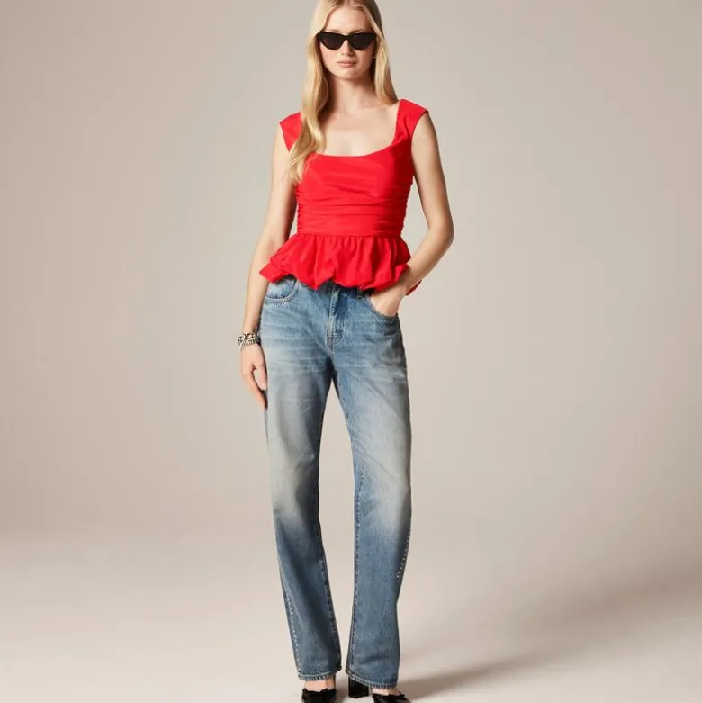 Scoopneck bubble-hem tank top