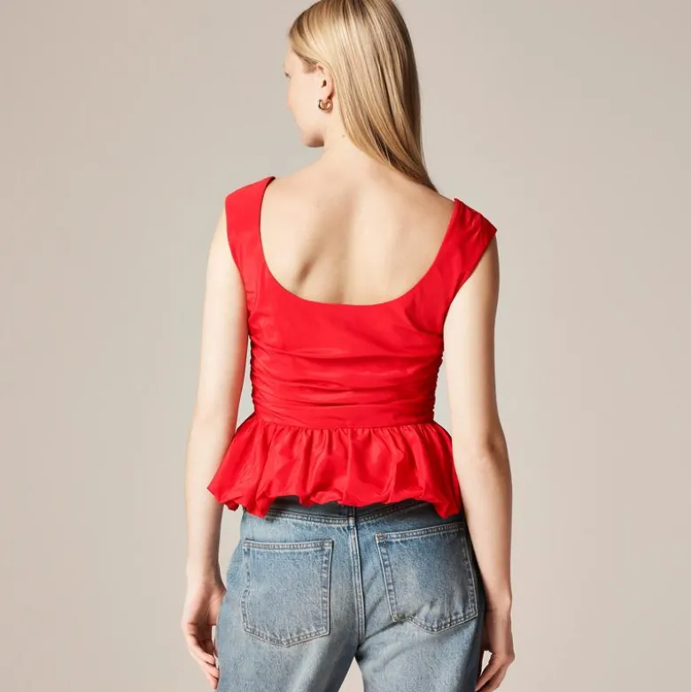 Scoopneck bubble-hem tank top