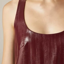 Scoopneck mini dress in faux eel-skin leather
